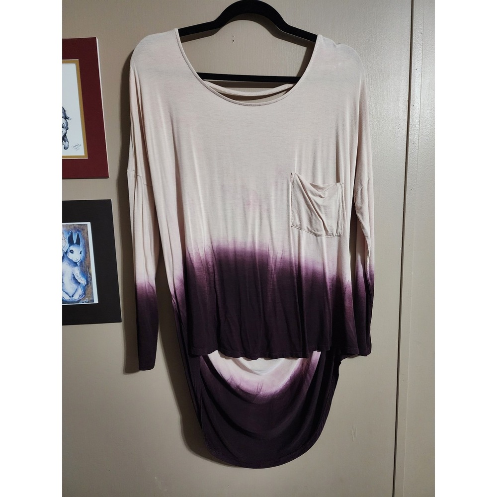 Unbranded Tunic Top Draped Open Back Ombre Large‎ Purple Beige